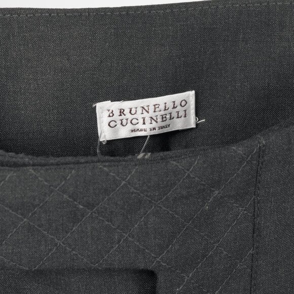 Brunello Cucinelli Anthracite Stretch-Wool Quilted Zip-Hem Trousers - Picture 9 of 13